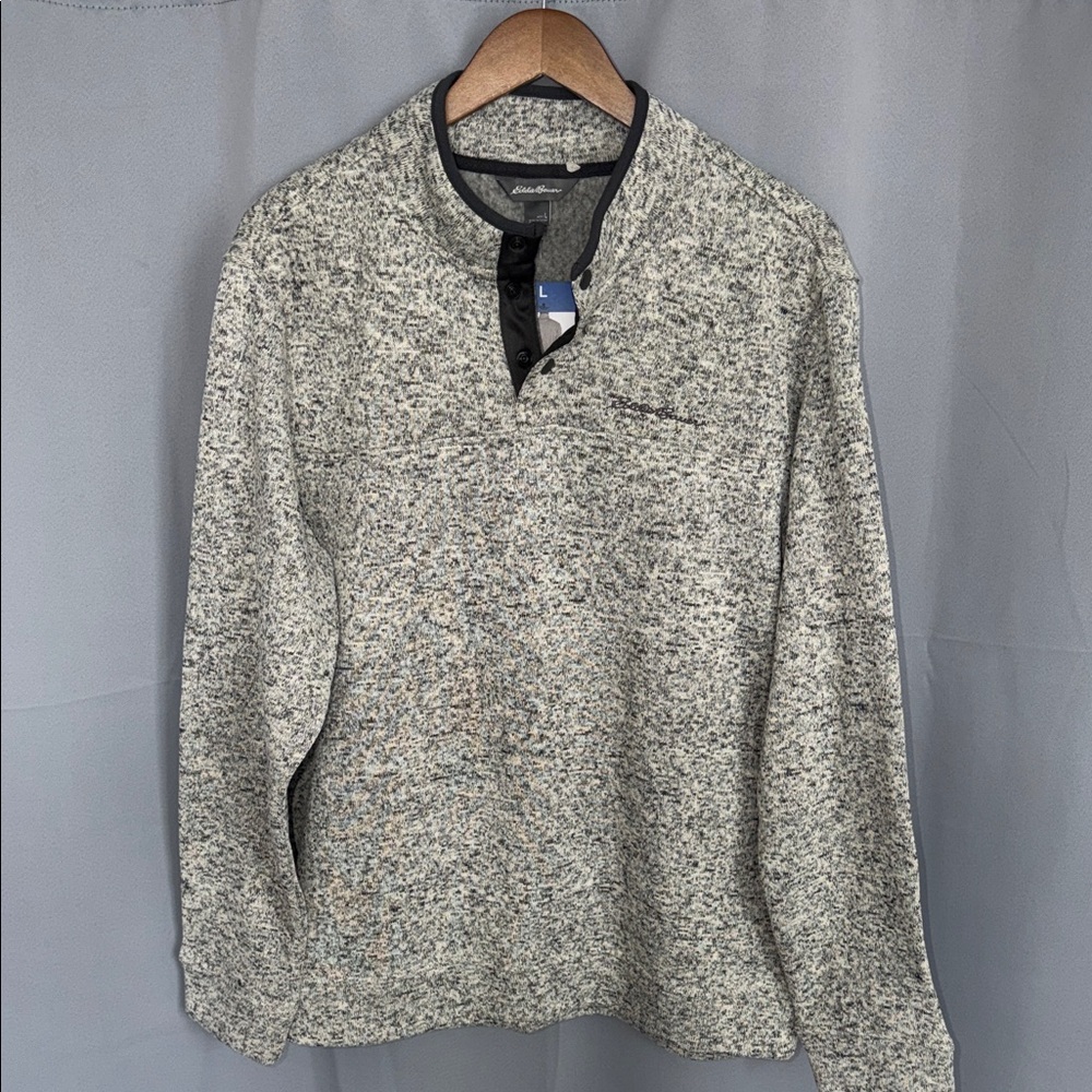 Eddie Bauer Men's Casual Preppy Fleece Mock Collar Pull Over Size L NWT